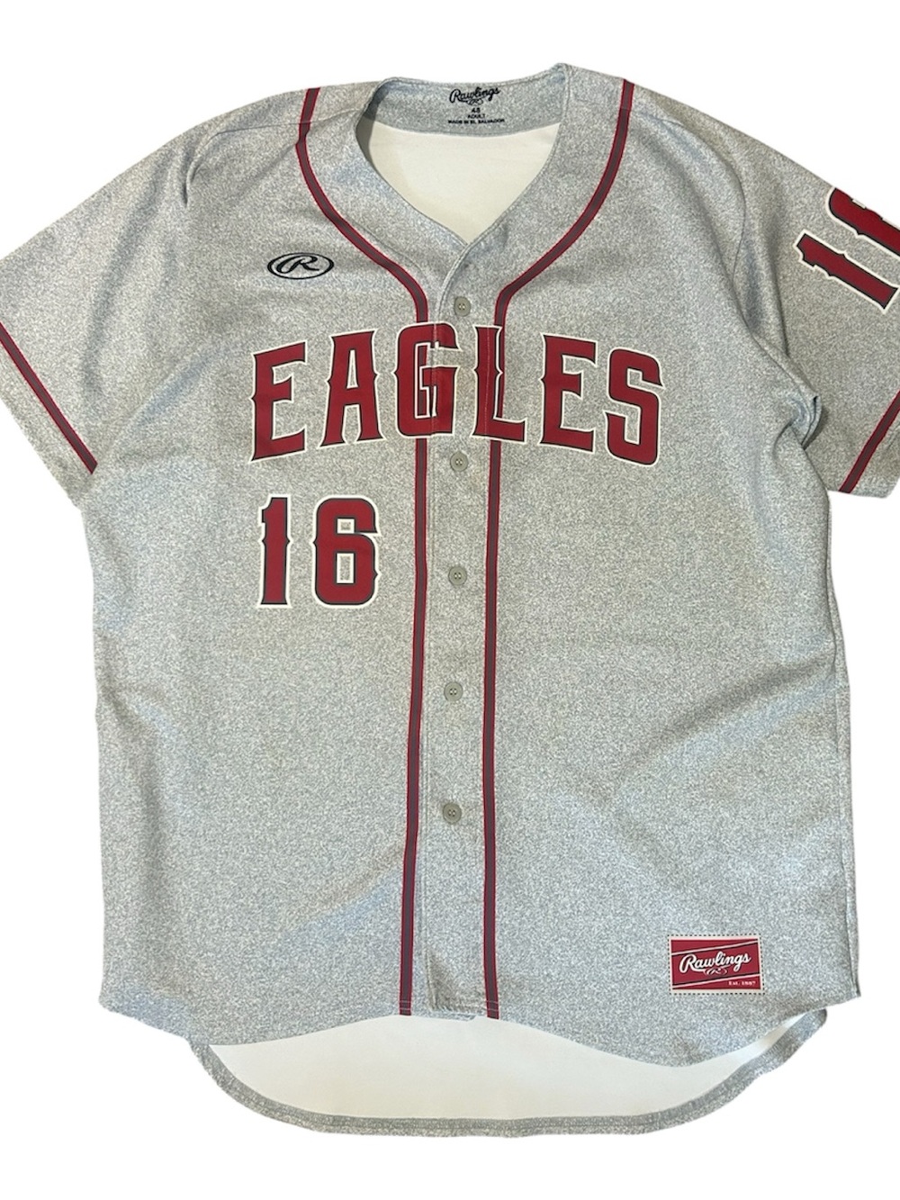 Rawlings Eagles Gray & Maroon Baseball Jersey - Kids